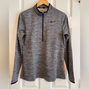 Nike Women's Grey Dri-FIT Half-Zip Long Sleeve Top